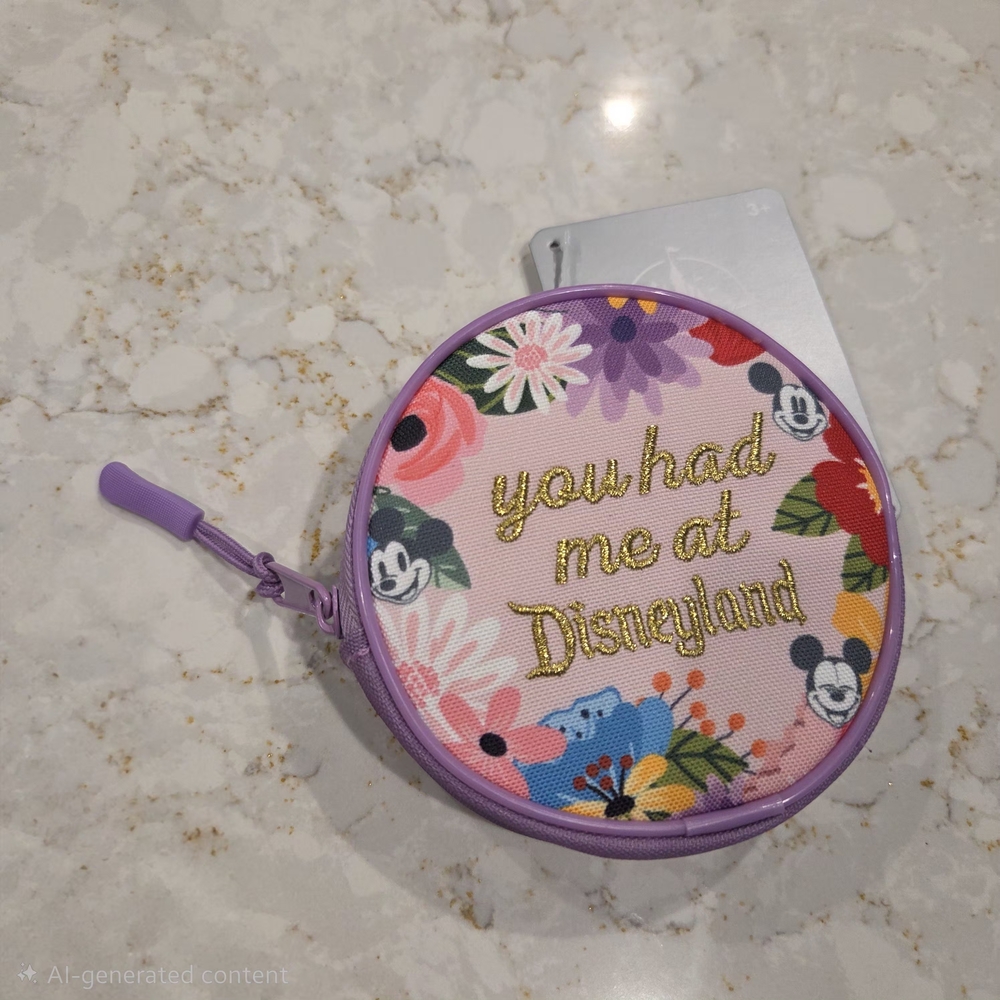 You Had Me At Disneyland Floral Coin Purse/Poop Bag - Purple